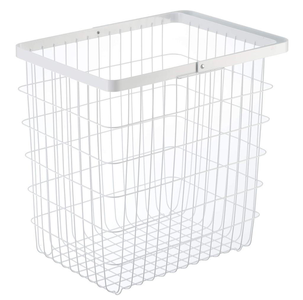 Yamazaki Tower Laundry Wire Basket, Large, White, Approx. W41 x D30 x H39cm, with Handle, 3162
