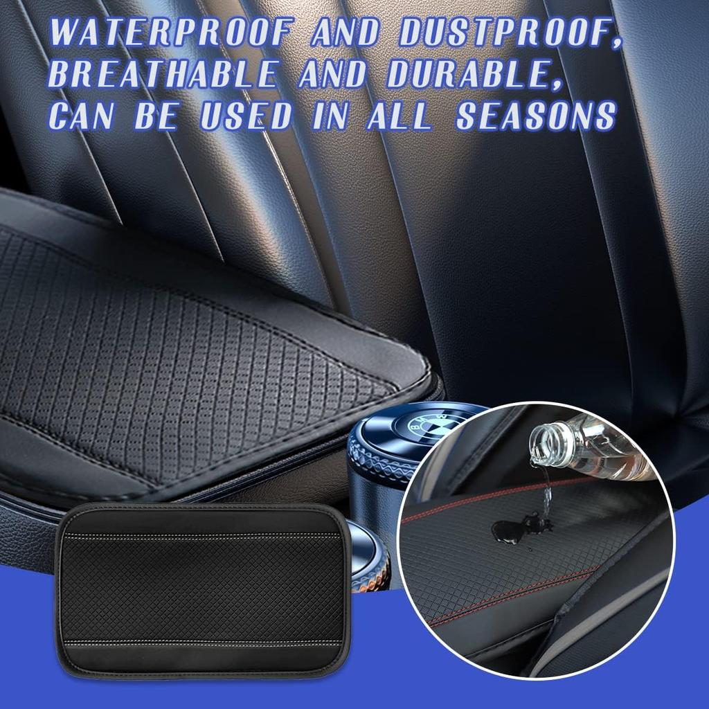 Ziciner Car Center Console Armrest Pad, 12.6X 7.2 Inch PU Leather Waterproof Auto Armrest Seat Box Cover Protector, Universal Car Interior