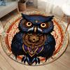 2D Flat, 3D Retro Owl Printed Polyester Area Mat - Non-Slip Round Chair Mat for Living Room & Bedroom, 800g/m² Crystal Velvet, V