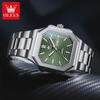 OLEVS Watch Luxury Man Original Square Quartz Watch Stainless Steel Waterproof Luminous Week Date Watches For Man