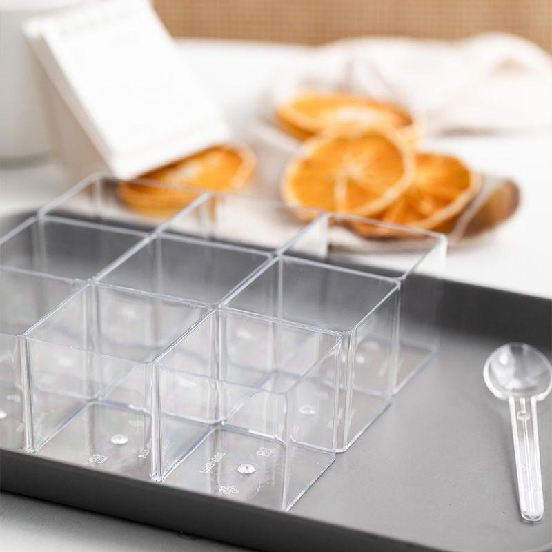 10/20PCS Square Dessert Cups Disposable Dessert Cups Mousse Cake Appetizers Yogurt Wedding Birthday Party Christmas Supplies