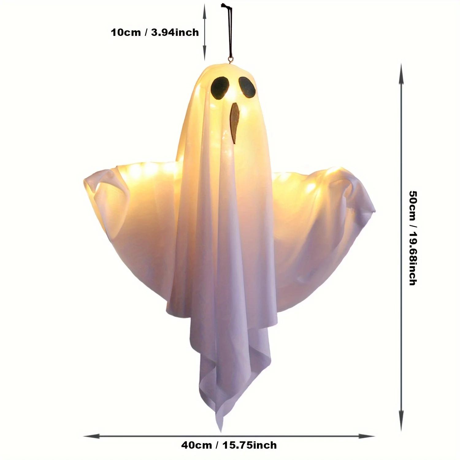 

Spooky Ghost Halloween Decoration Waterproof Halloween LED Fabric Hanging Ghost Light for Lawn Garden Home Party Decor белый