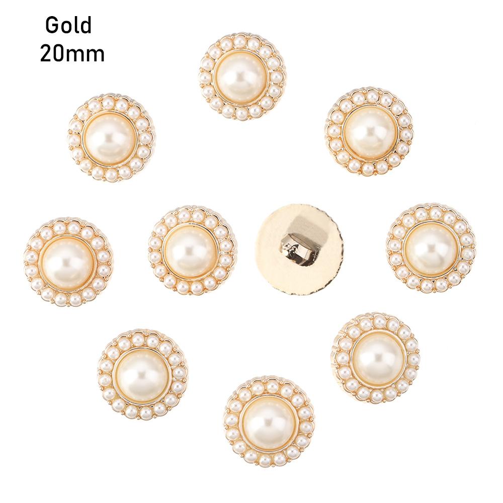 10Pcs Alloy Shiny Rhinestone Pearl Clothing Buttons DIY Clothing Sewing Button Needlework Handmade Accessories