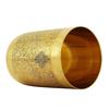 Pure Brass Glass Tumbler with Floral Embossed Straight Design, for Drinking Serving Water, Yoga & Ayurveda, Volume-300 ML, Set of 6