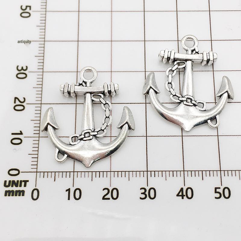 Vintage Antique Silver Anchor Charm Pendant for DIY Jewelry - 1 Piece