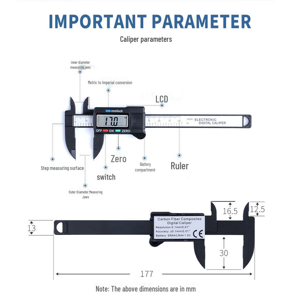 0-150mm All-Plastic Digital Vernier Caliper with Depth Gauge