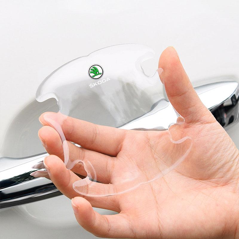Car Body Anti-Collision Protection Strip Auto Door Handle Bowl Anti-Scratch Sticker for Skoda Octavia Fabia A7 Kamiq Kapoq Kodiaq Rapid SCALA Superb