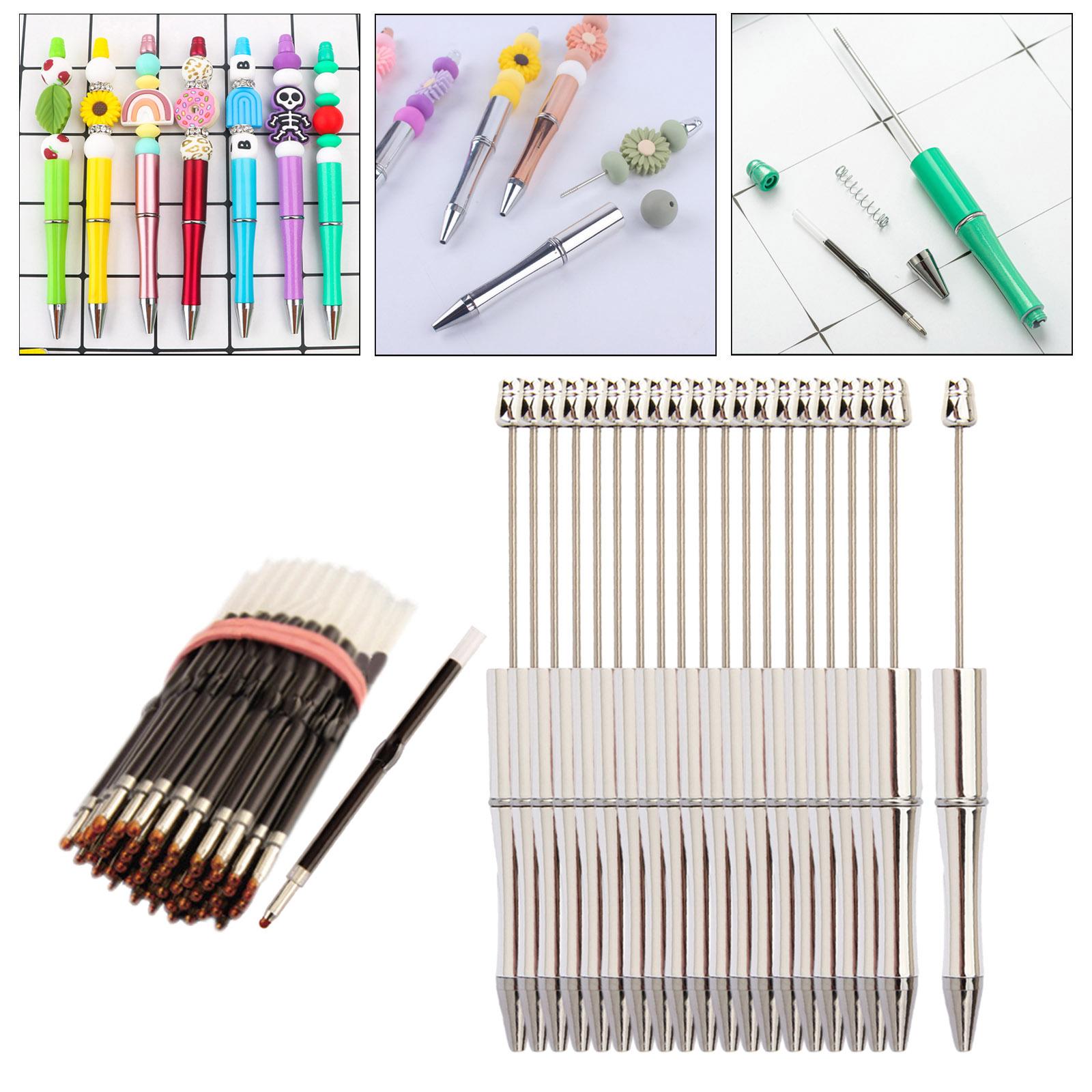 

20x Beadable Pens with 50Pcs Refills DIY Gift for Graduation Draw Bridal срібний