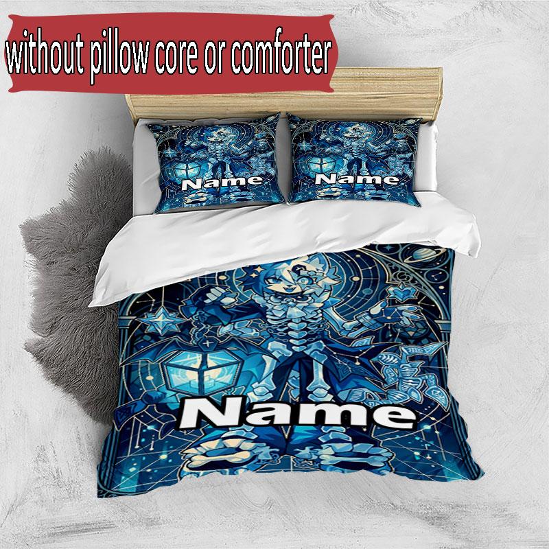 3pcs Duvet Cover Set (1*Duvet Cover + 2*Pillowcase, Without Core), Custom Name Cosmic Bot Crew Pattern Bedding Set, Home Bedroom Decor Gift