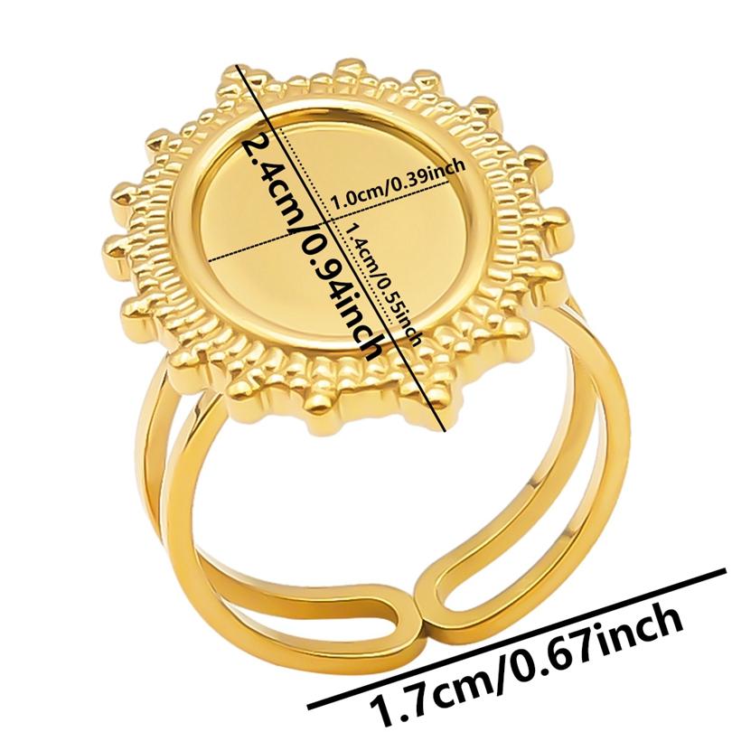 Fashion DIY Drip Oil Rhinestone Round Oval Water Droplets Blank Settings Open Adjustable Stainless Steel Ring For Women Men Gift