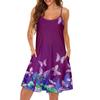 Women's Slim Fitting Dress Fashion Printed Round Neck Pocket Sling Strap Dress