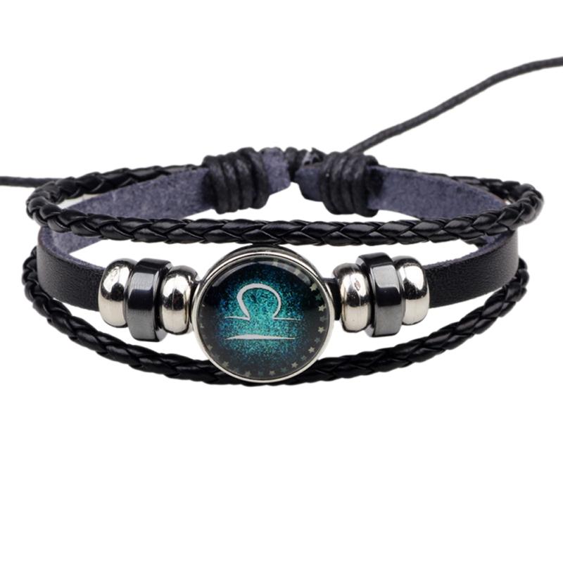 RUI RUI YU Men Women Xmas Gift 12 Constellation Bracelet Braided Leather Bracelets Bangles