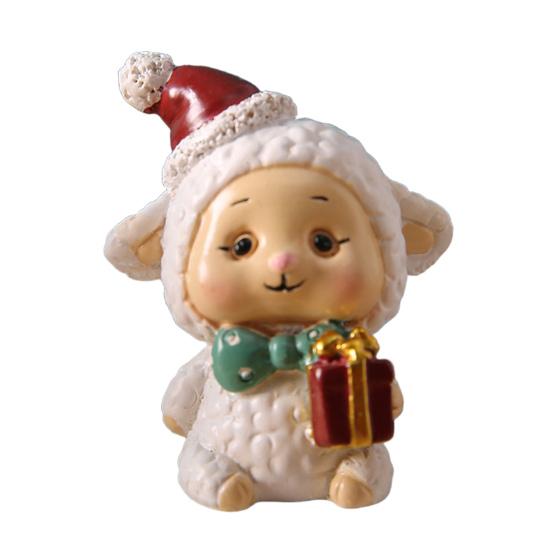 Yousheng Christmas Miniature Figurines Mini Resin Santa Claus/Snowman/Tree/Bear/Rabbit Figurine 3D Cute Christmas Statue for Home Desk Decor Dollhouse