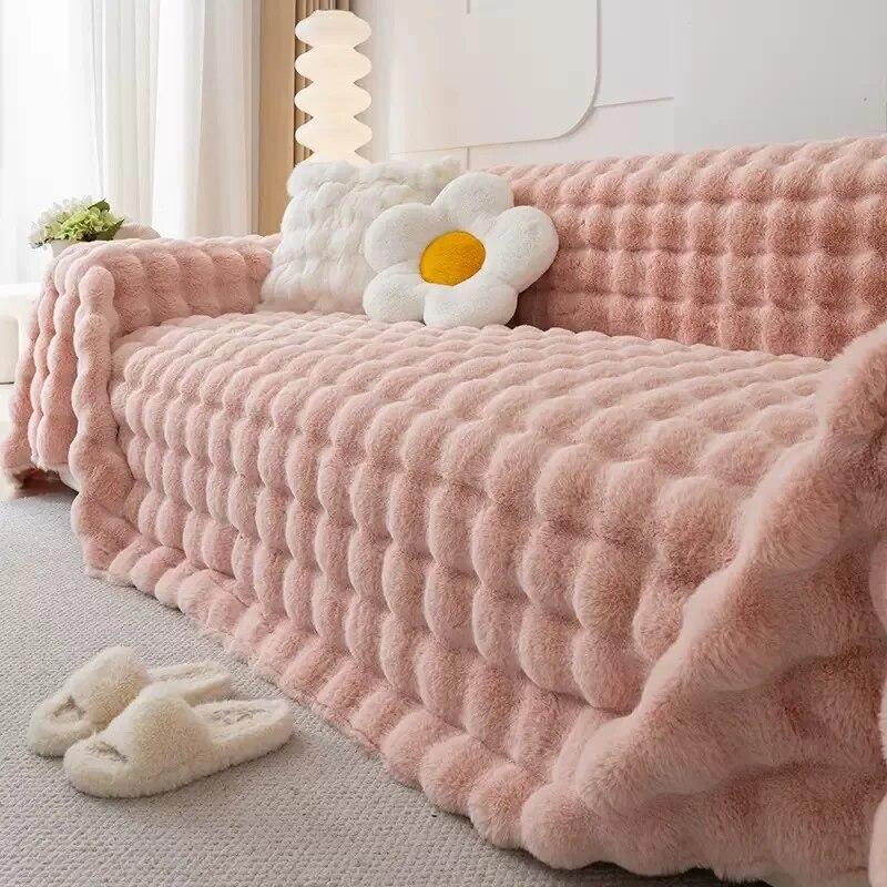 Bubble Plush Sofa Cover Pet Dog Kids Mat Non-slip Couch Slipcover Protector Cover Universal Sofa Towel for Living Room Decor