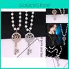 Stilvolles Langes Perlenhalsband mit Schlüssel-Design, Ideal Für Modische Damen-Accessoires