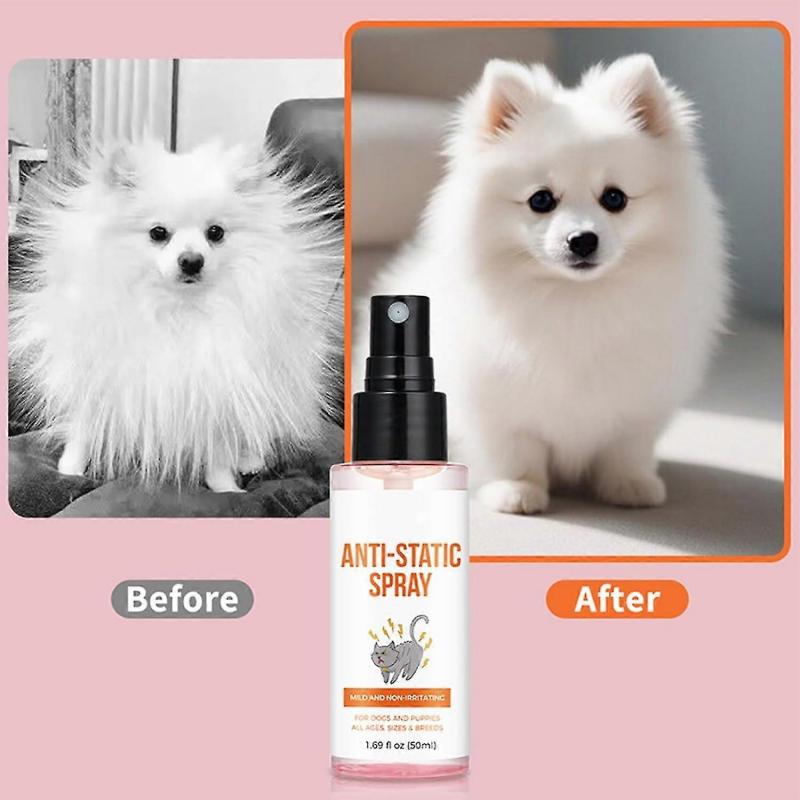 Pet Hair Detangler Spray 50ml, Anti-Static Leave-in Conditioner for Cats and Dogs, Tangle-Free & Smoothing Spray