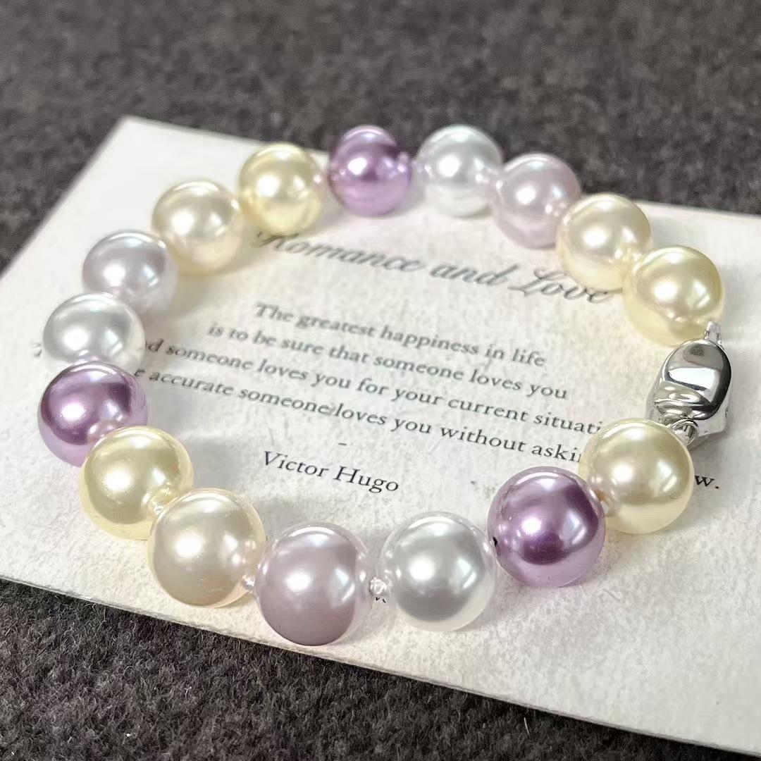 10Mm Retro High Quality Artificial Crystal Mixed Color Pearl Bracelet Bracelet.