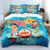 D-Doraemon mit Freunden Bedrucktes Bettwäscheset für Kinder Jungen Mädchen Neue 3D-Bedruckte Bettdecke Bettbezug Kissenbezug Schlafzimmer Dekor