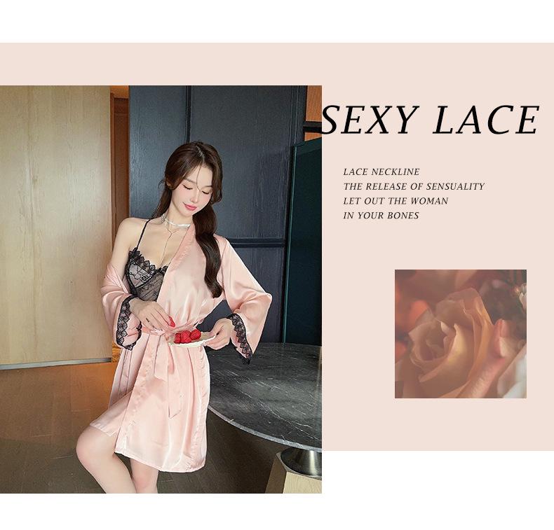 2025 Women's Ice Silk Satin Nightdress with Chest Pad - High-End Sling Pajamas