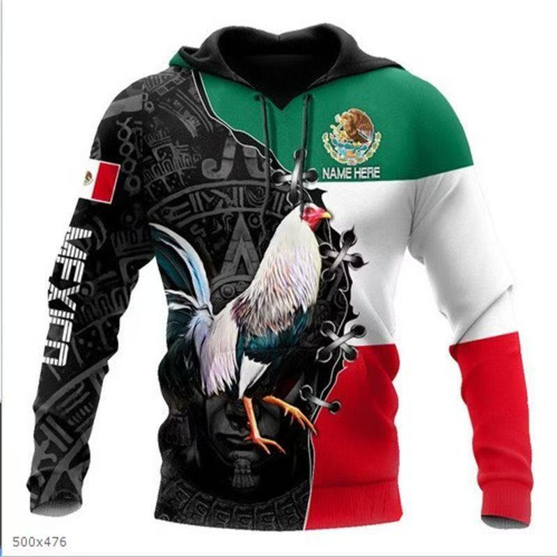Mens Hooded Sweatshirt With 3D Digital Print Loose Fit Long Sleeve Pullover Fall Casual Wear
