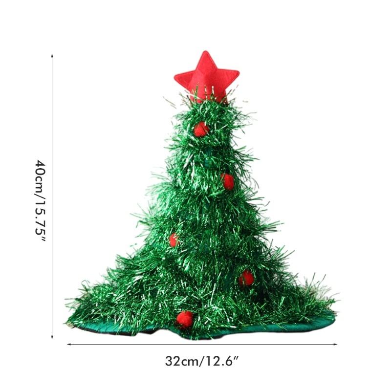 Leuchtender Weihnachtsbaumhut mit Stern für Weihnachtsfeier Kostümzubehör für Kinder Erwachsene Weihnachten Grüner Hut