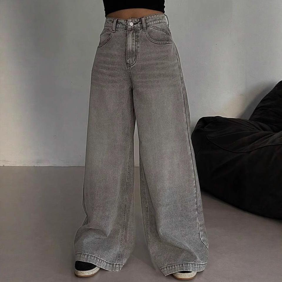 High Waist Straight Jeans Damen Locker Lässig Denim Hose Tägliche Straßenhose