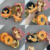 Plush Toy Dachshund Keychain With Hamburger Accessory Filling Children For