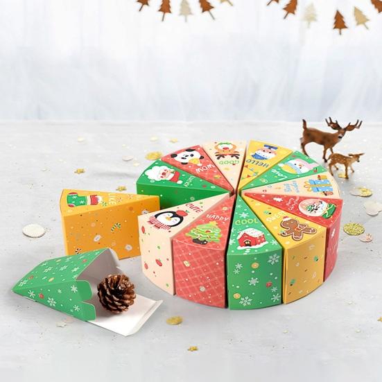 12Pcs/Set Christmas Treat Box Fan Design Cookie Box Combination Cartoon Small Gift Boxes Christmas Candy Boxes for Xmas Party Favors