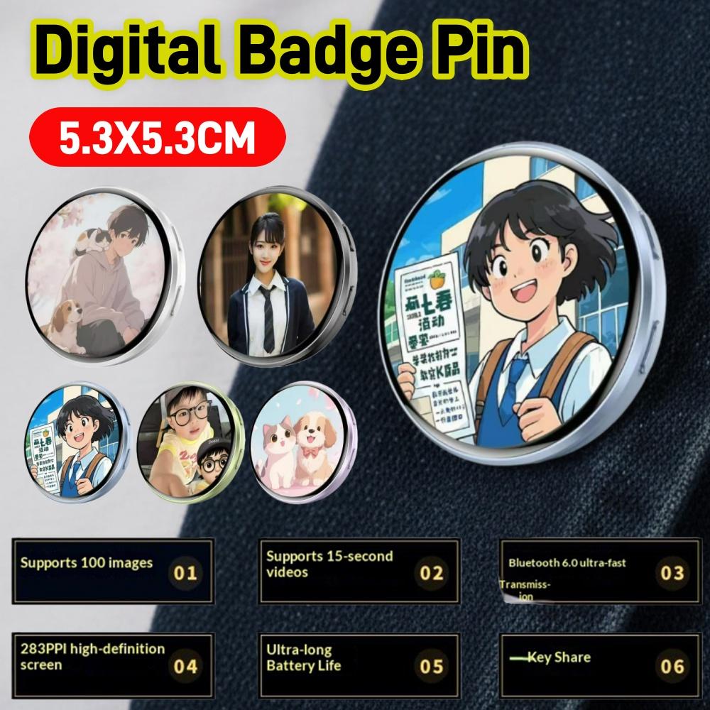 Anime E-Badge Anstecknadel Dynamisches Elektronisches Abzeichen Anime Merchandise Digitales Display Abzeichen Dynamisches Geschenk Für Otaku Fans Freunde