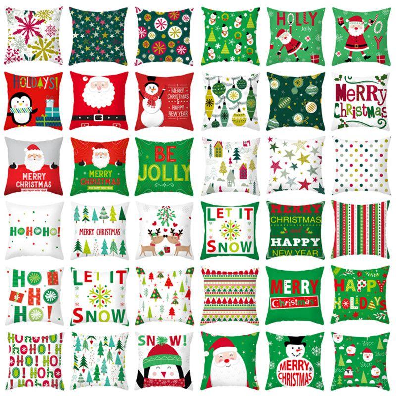 Luxuriously Soft 18 Inch Merry Christmas Cushion Cover With Santa Claus And Holiday Colors