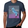 Blue Horse Rearing Tshirt Simple Trendy Casual Tshirt