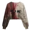 Women's Fashion Halloween Printed Navel-Exposed Long Sleeve Pullover Sweatshirt