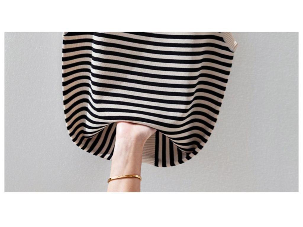 Women's Ice Silk Striped Knitted Strappy Tank Top