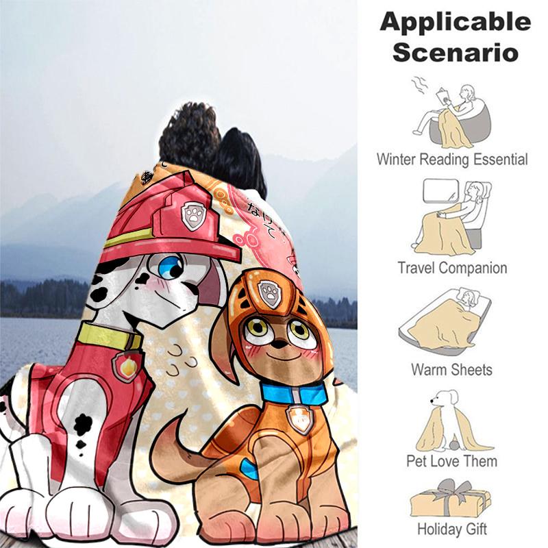 1pc Blanket Paw Patrol characters Print Design, Lightweight Blanket for Sofa, Bed- Soft &Warm, Gift for All Seasons like Christmas, Halloween