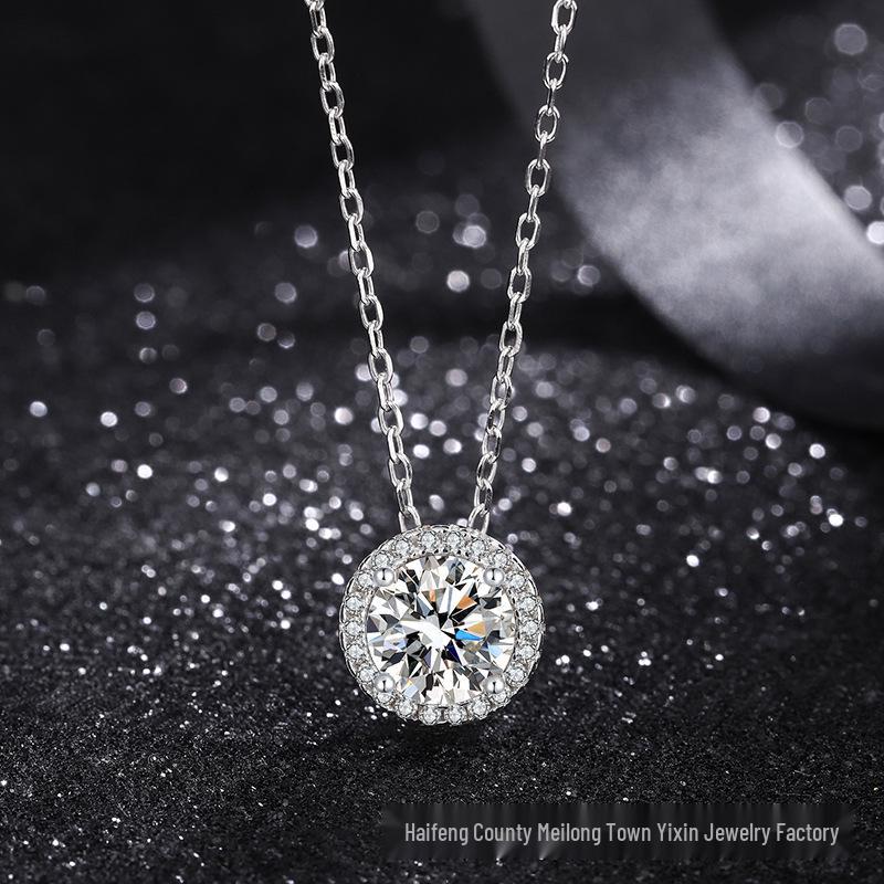 

Женское колье-подвеска из стерлингового серебра 925 пробы с муассанитом, круглой формы пузырь - Легкая роскошь, Универсальный дизайн