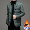 Mens Lightweight Down Blazer Jacket Winter Warm Business Casual Hooded Coat Black Gray Olive