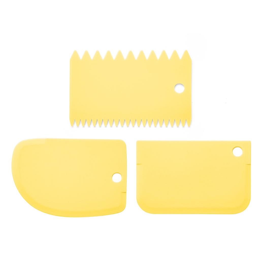 3Pcs Cream Scraper Suit DIY Kitchen Straight Arc Tooth Shape Cream Bread Cutter Plastic Cake Pasty Scraper Baking Fondant Tools