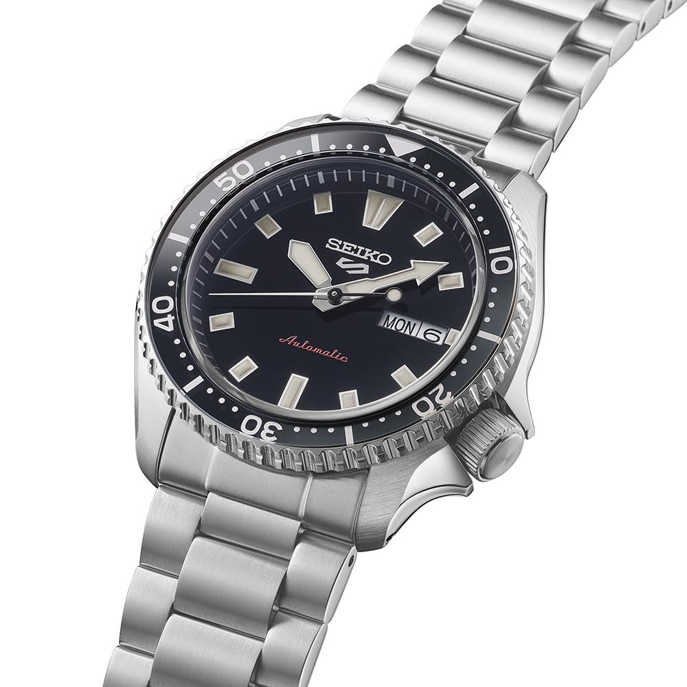 Seiko SRPL85K1 5 Sports Stainless Steel Automatic GMT Watch for Men 42mm Case Size Black/Silver