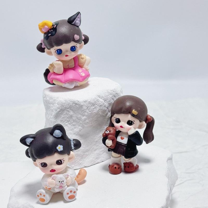 Zoraa Meow Sister Series Blind Bag Derivative Work Creativity Car Ornament Diy Backpack Pendant Mini Figure Toy Collectble Gifts