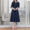 ZANZEA Women Casual Round Neck Solid Color 3/4 Sleeve Dress