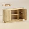 Sideboard Buffet Cabinet 133 cm, 2 Open Shelves, Natural Wood Finish
