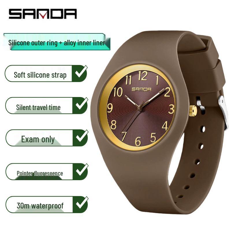 SANDA Lightweight Children's Luminous Waterproof Silicone Quartz Watch - New Model, Ideal for Exams and Casual Wear.