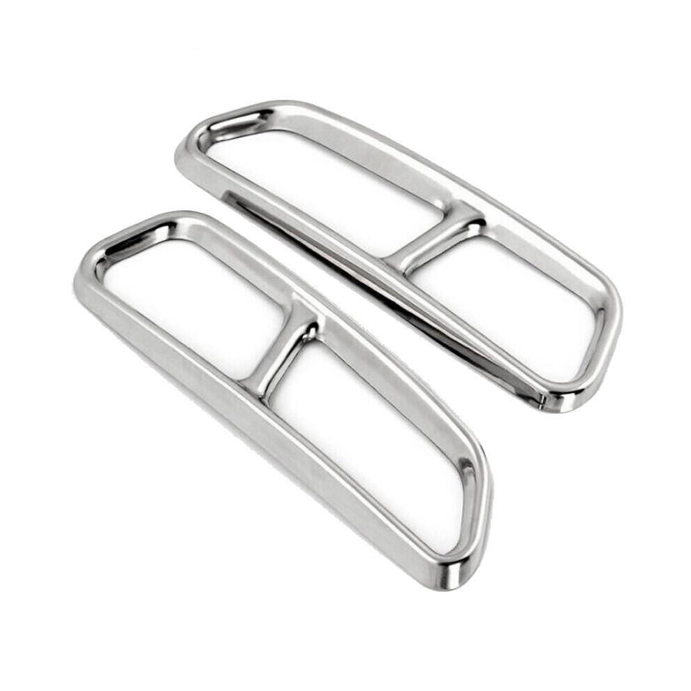 2Pcs Chrome Car Exhaust Tail Pipes Decoration Frame Throat Pipe Modified Cover Trim for - A6 C7 2016-2018