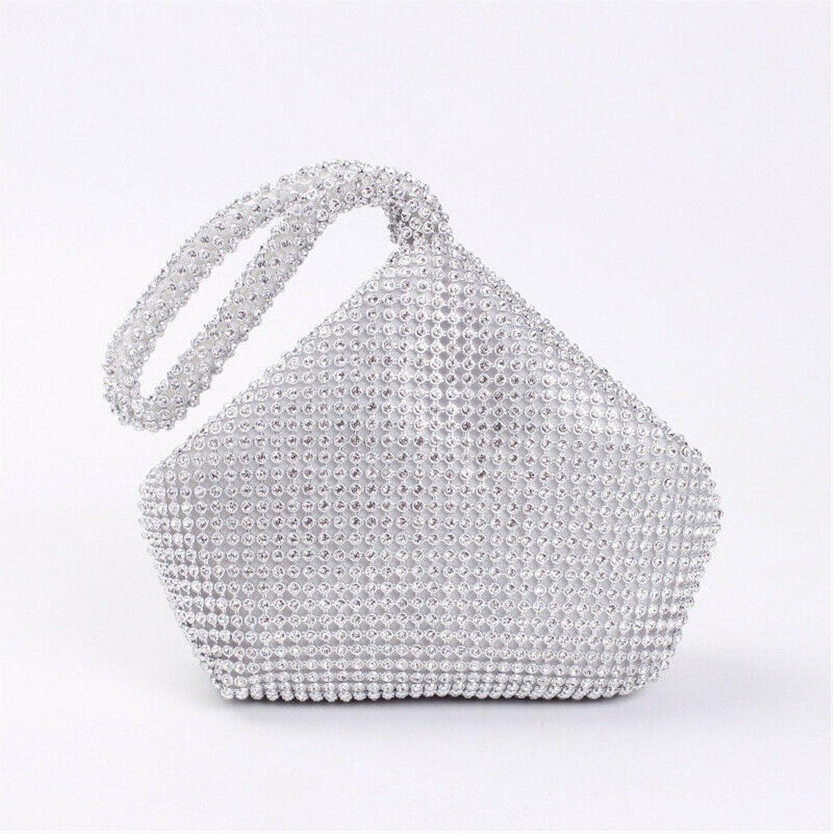 

Fashion Gift Party Wedding Prom Pouch Triangle Clutch Purse Crystal Bag Diamant Evening Bag серебряный