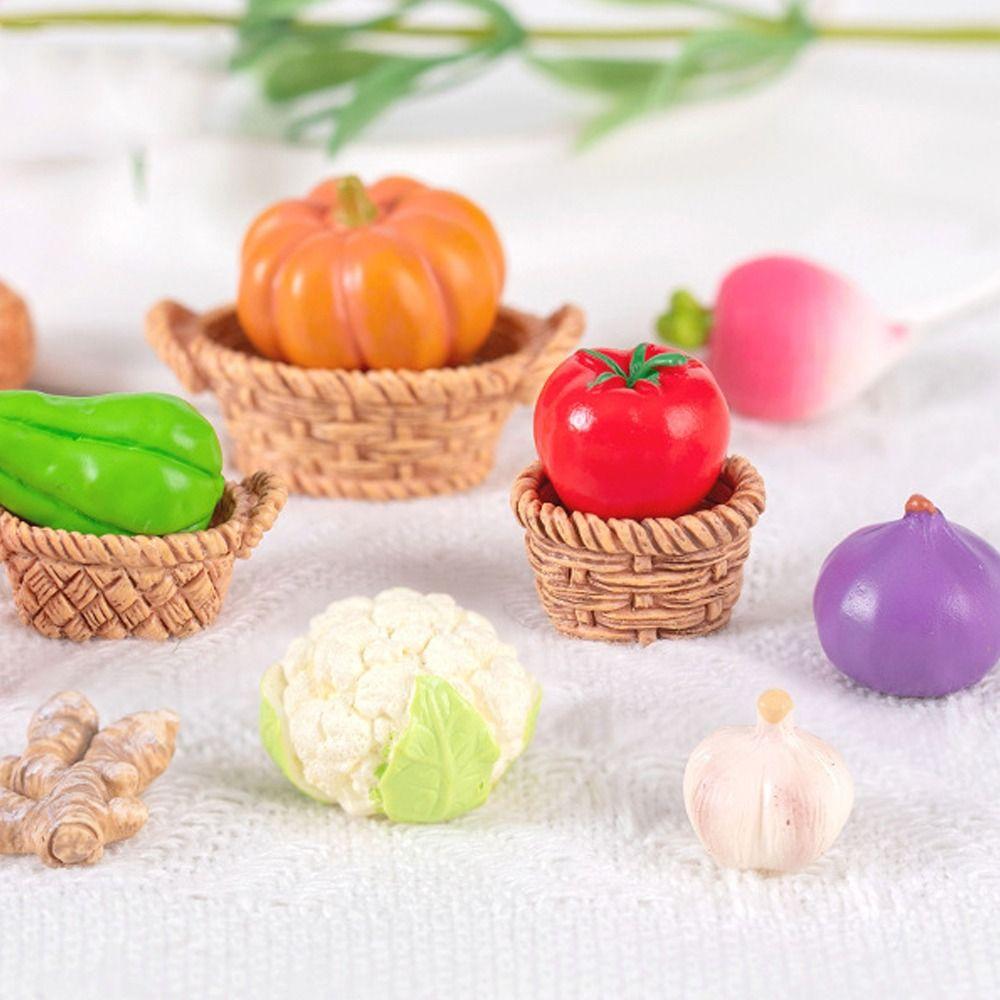 Mini Simulation Vegetable Basket Resin Crafts Vegetable Model  Wedding Party
