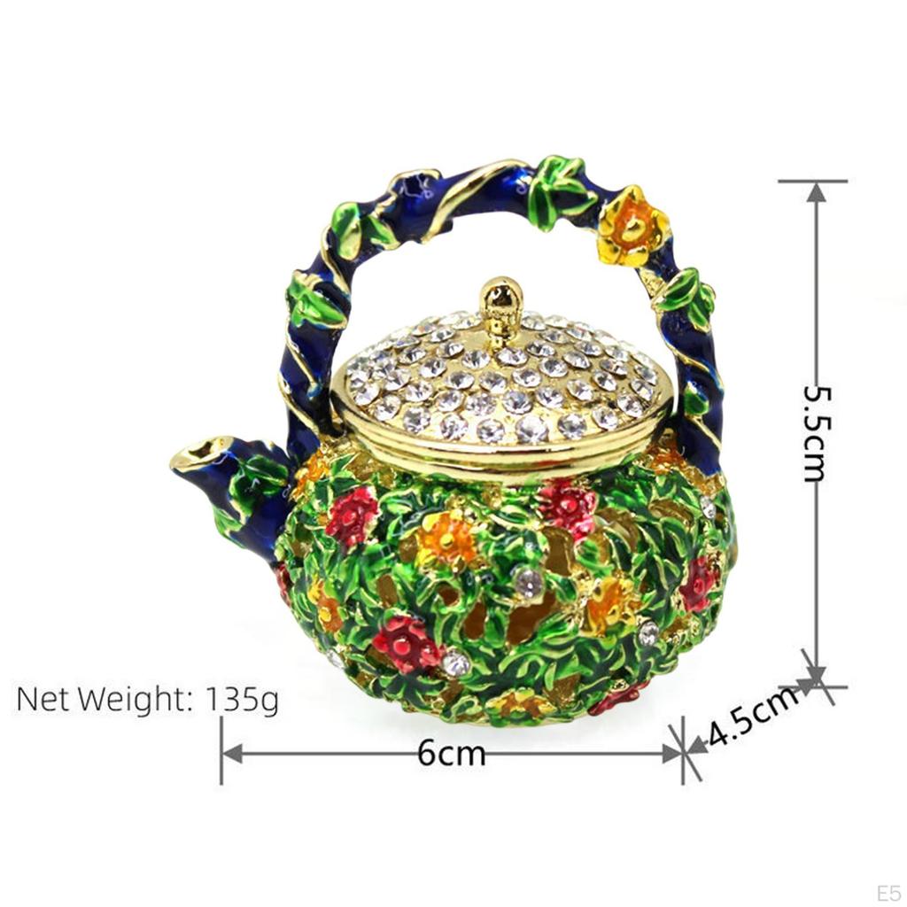 Creative Trinket Jewelry Box Enameled Teapot Necklace Rings Holder Collectible Storage Jar