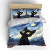 Van Gogh-style Black Cat Starry Night Bedding Set for Kids Luxury Gift 3pcs Digital Print Comforter Set Soft Comfortable