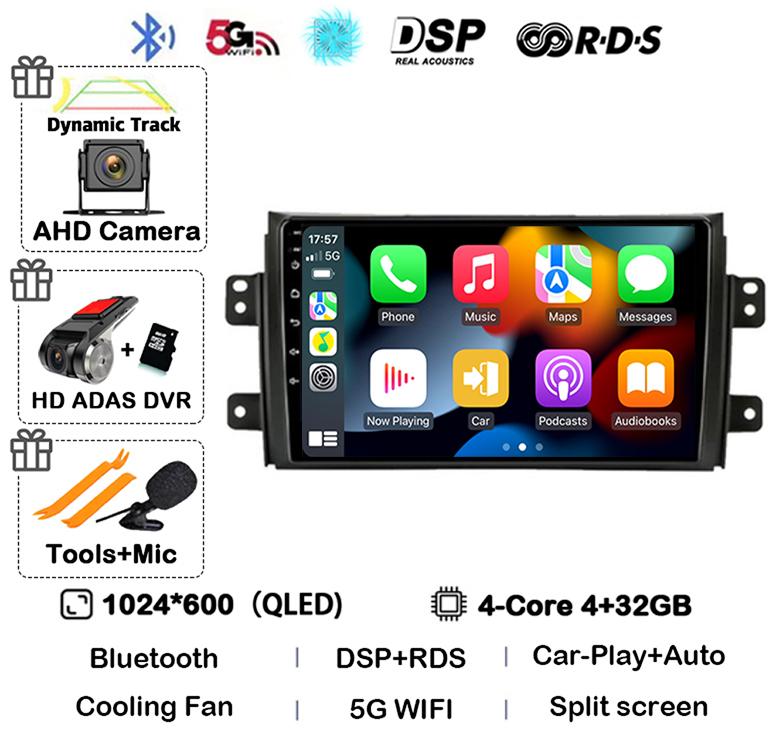 Android 14 Carplay Car Radio Navigation For Suzuki SX4 2006-2014 Fiat Sedici 2005-2014 Multimedia Video Player Audio 2din Stereo
