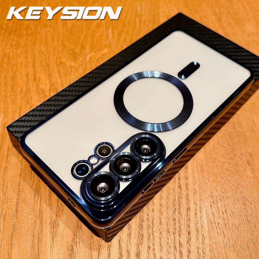 KEYSION Magnetic Plating Transparent Case for MagSafe for Samsung Galaxy S26 Ultra 5G S26+ Shockproof Lens Protector Phone Cover