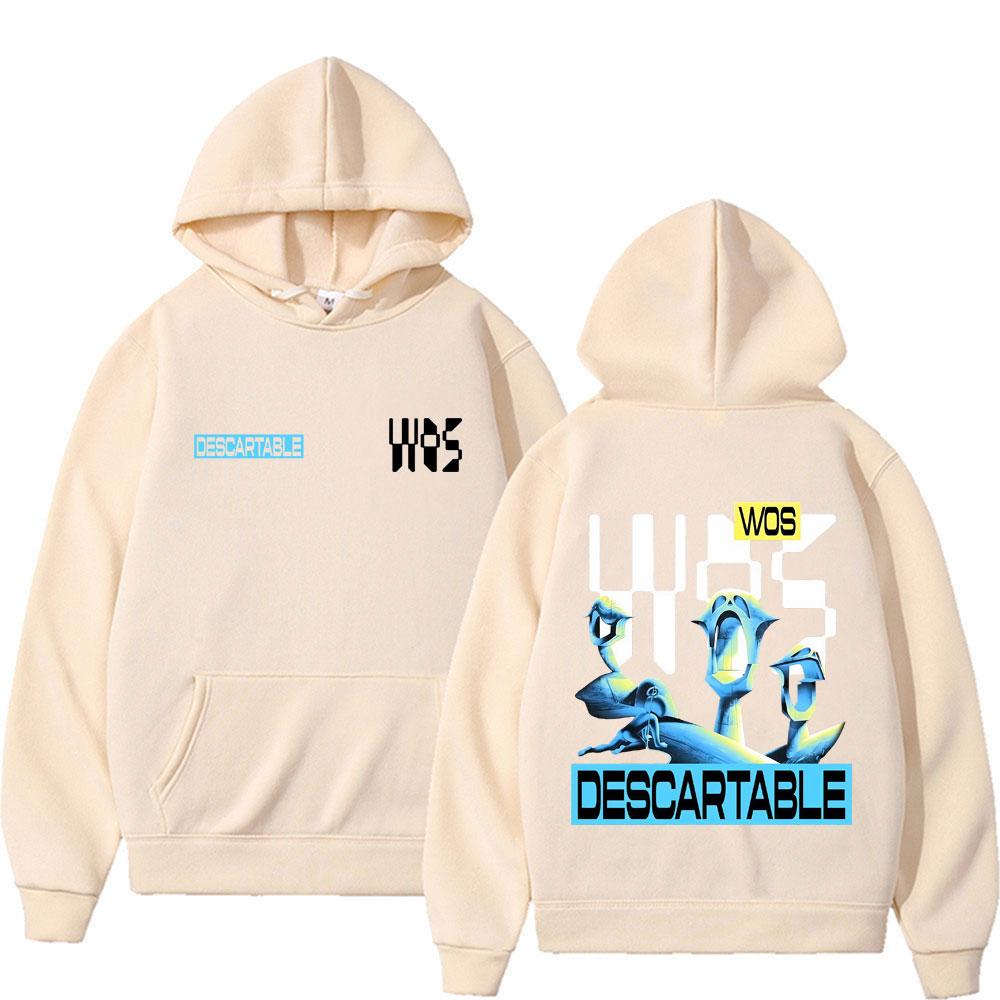 Rapper WOS DS3 DESCARTABLE  Print Hoodies Men Hip Hop Vintage Pullover Sweatshirts Unisex Casual Comfort Long Sleeve Hoodie Tops